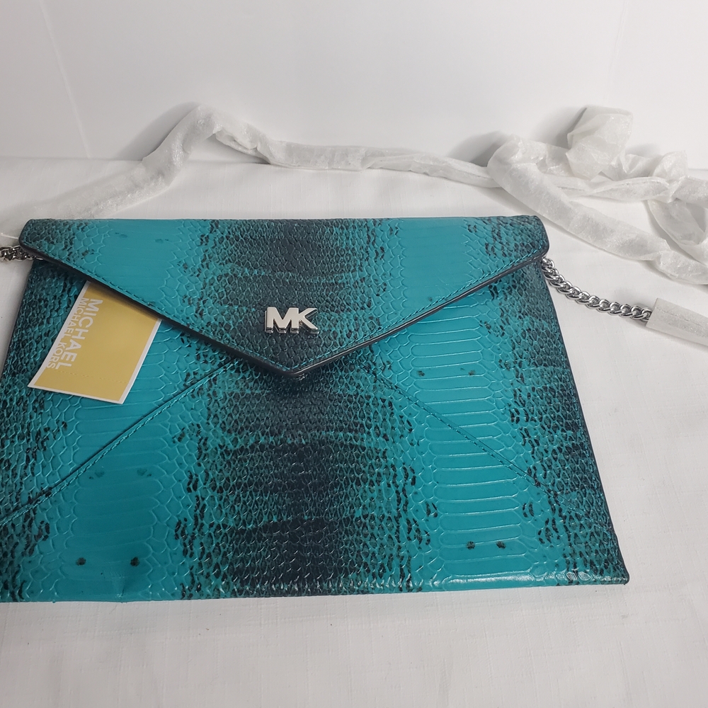 Michael Kors Turquoise Snakeskin Clutch